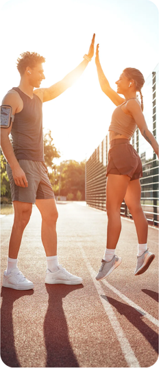 Active couple celebrating recovery